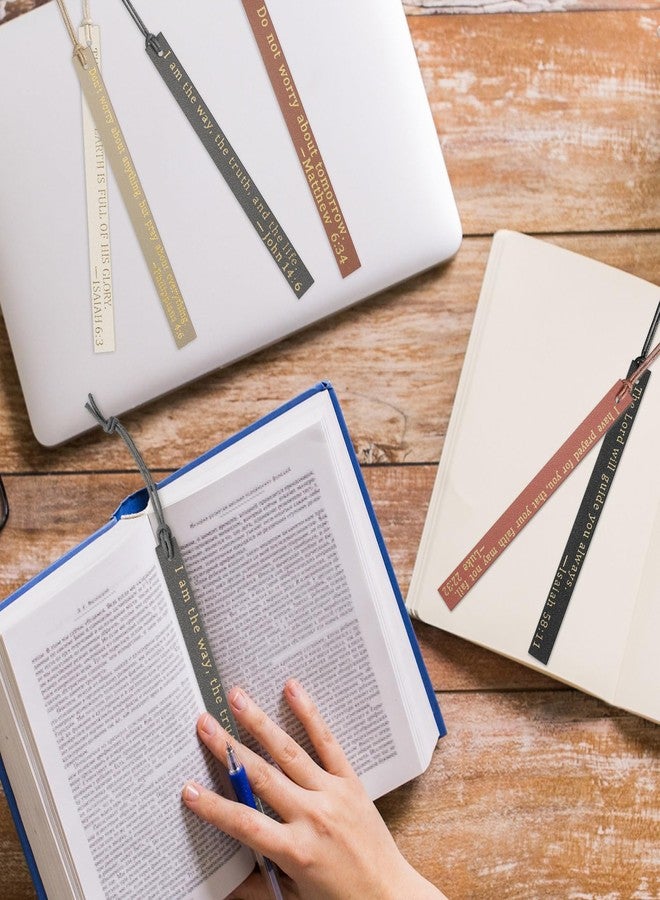 Skyygemm 10 Pcs Christian Bookmarks for Women Leather Bookmarks Handmade Bible Christian Gifts for Women Book Lovers Readers Church Book Club(Black Brown) - Image 5