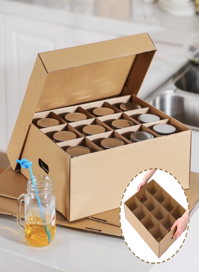 Menkxi 3 Pcs Mason Jar Storage Boxes 16 oz Regular or Wide Mouth Canning Boxes with Handles and Dividers 12 Cells Mason Jar Storage Organizer for Stacking (Natural Color) - Image 4