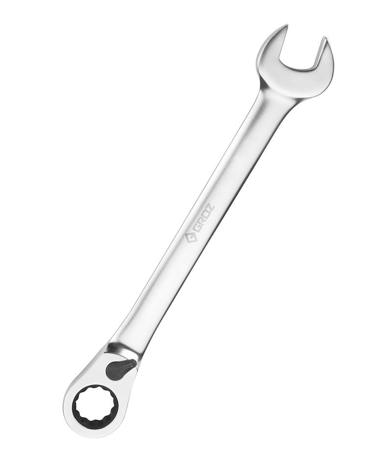 GROZ Reversible Ratcheting Spanner with Scratch Proof UltraPremium Finish Ideal for high torque applications Reversible Lever Chrome Vanadium Construction Heat Treated Size 13 mm CSPRRT13UG