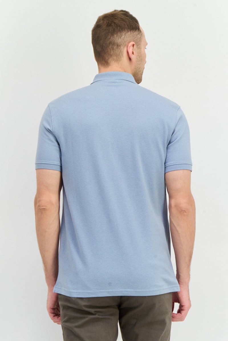 CROSSHATCH بولو بأكمام قصيرة مطرزة للرجال بتصميم عادي، أزرق غامق - Image 2