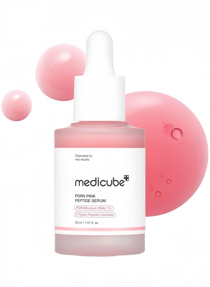 ميديكيوب مصل الببتيد الوردي بDNA السلمون PDRN، مصب توهج وردي، ببتيد، نياسيناميد، مرطب ومنعم ومقوي، لون البشرة غير المتكافئ، العناية الكورية بالبشرة | 1.01 أونصة سائلة (1.01 أونصة سائلة، DNA السلمون PDRN) - Image 1