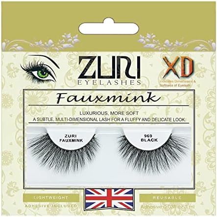 ZURI Fauxmink False Eyelashes XD8D XDimensional Natural False Lashes False Eyelashes Natural Look Thick Eyelashes With Lash Applicator Natural Eyelashes with Glue Mink Eyelashes Style 969