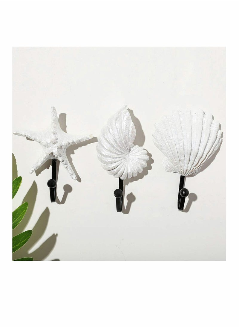 SYOSI - Coat Hooks Wall Mounted, KASTWAVE Beach Themed Wall Hooks Towel Hat Coat Hangers Sea Star Seashell Wall Decorations for Bathroom Bedroom or Kitchen (3pcs) - Image 1