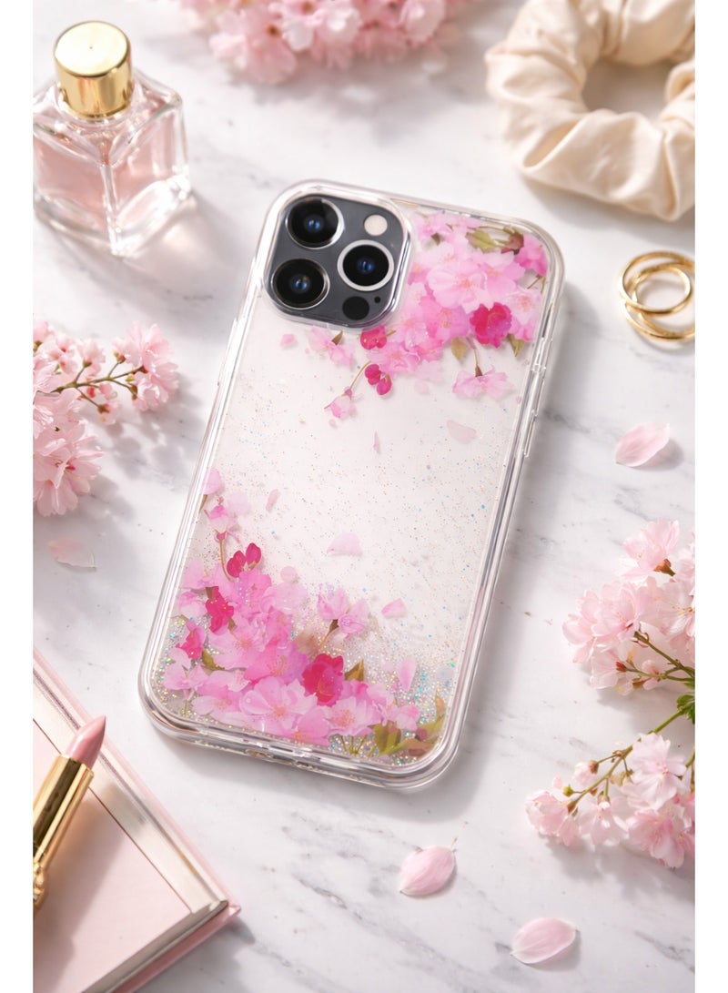 لانيكس جراب حماية خلفي شفاف لانيكس (LANEX) متوافق مع ايفون 12 برو ماكس (iPhone 12 Pro Max) بتصميم زهور برية مكثفة - وردي/أبيض - Image 5