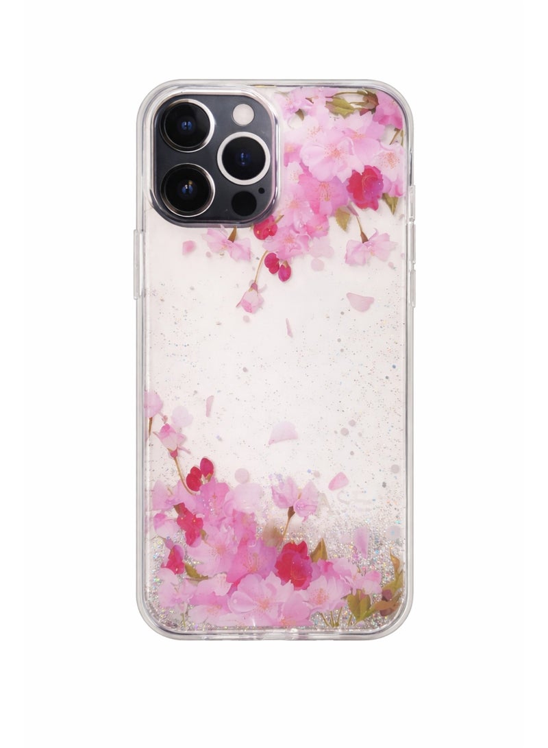 لانيكس جراب حماية خلفي شفاف لانيكس (LANEX) متوافق مع ايفون 12 برو ماكس (iPhone 12 Pro Max) بتصميم زهور برية مكثفة - وردي/أبيض - Image 1