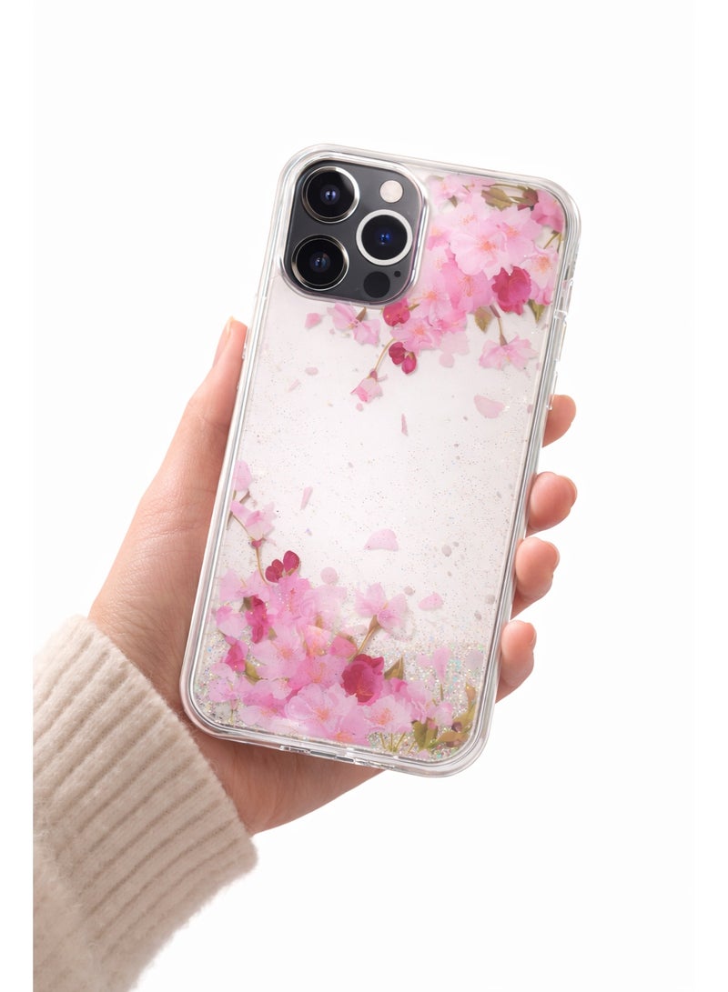 لانيكس جراب حماية خلفي شفاف لانيكس (LANEX) متوافق مع ايفون 12 برو ماكس (iPhone 12 Pro Max) بتصميم زهور برية مكثفة - وردي/أبيض - Image 3