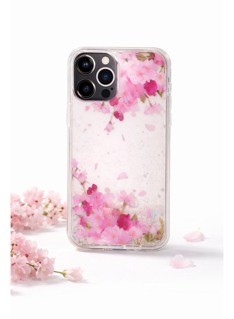 لانيكس جراب حماية خلفي شفاف لانيكس (LANEX) متوافق مع ايفون 12 برو ماكس (iPhone 12 Pro Max) بتصميم زهور برية مكثفة - وردي/أبيض - Image 2