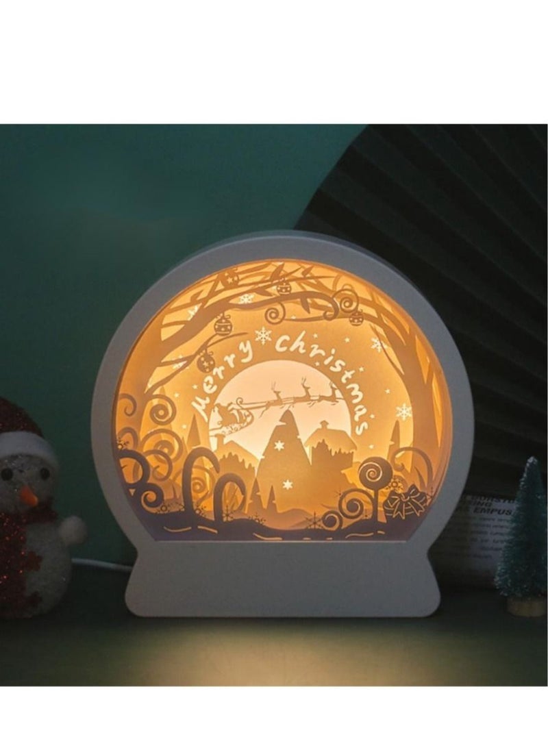 NIBEMINENT Festive Creative Home Photo Frame Gift Bedside Ambient 3D DIY Paper Sculpture Lamp 