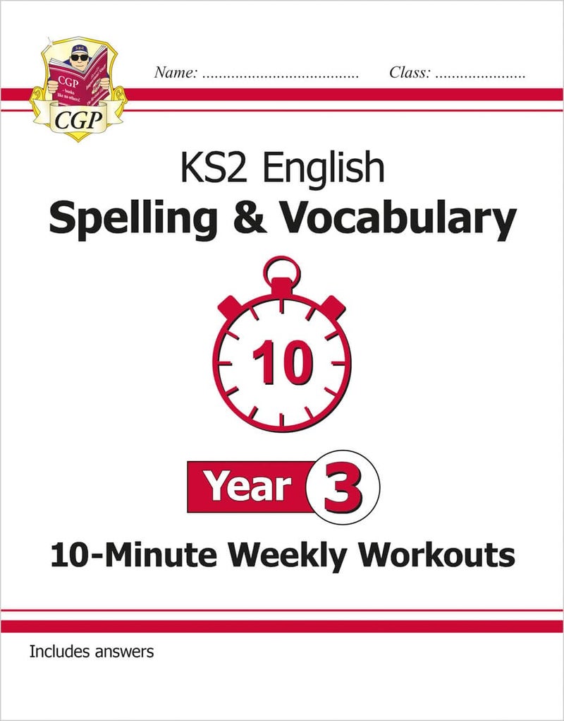 Coordination Group Publications Ltd (CGP) KS2 English 10-Minute Weekly Workouts: Spelling & Vocabulary - Year 3 - Image 1