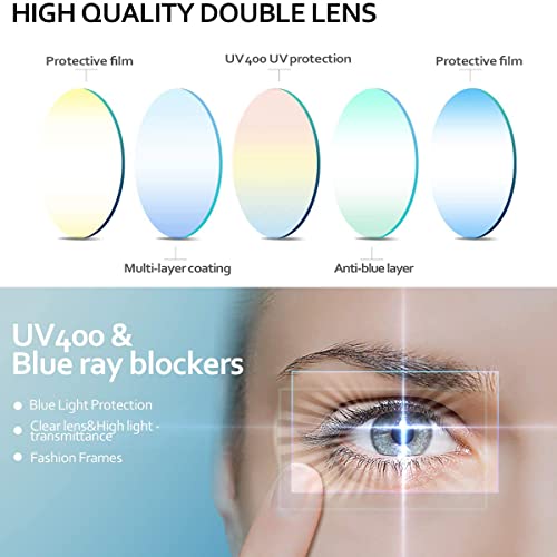 Gleyemor Blue Light Glasses for Men Women, Vintage Round Bluelight Blocking Computer Screen Protection Glasses (Brown Frame & Wood-grain Leg) - Image 5