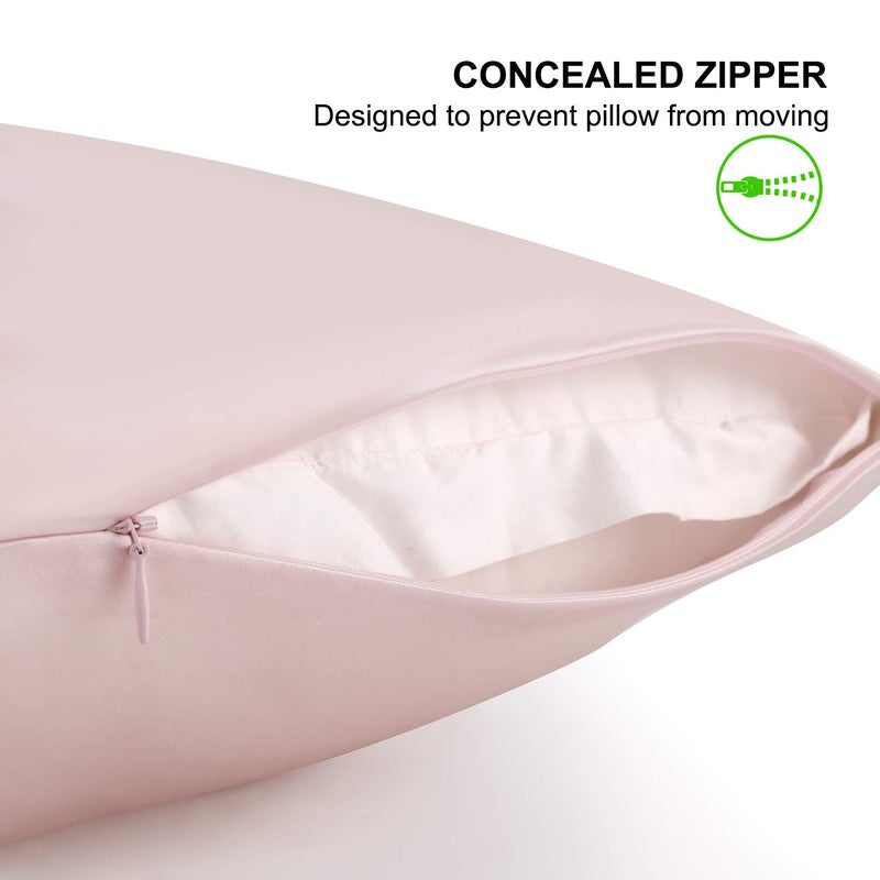 ألاسكا بير دب دب حرير وسادة للشعر ومجموعة الجلد من 2 نقي نقي 22 Momme Mulberry Silk Pillow Cases Size Size for Bliss Betting أفضل من إغلاق ساتين بولي ساتين (2pc وردي) - Image 3