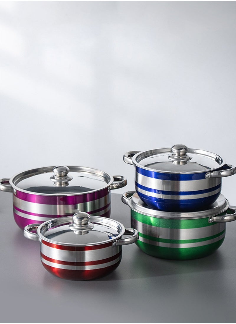 Sharpdo 4-Piece Stainless Steel Pot Set Household Soup Pot Combination Suitable for Various Stoves  - Image 3