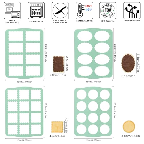 QELEG 4Pcs Silicone Cookie Molds Chocolate Chablon Cookie Stencil Mold for Biscuit Cake QLG-M1215-M1218 - Image 2