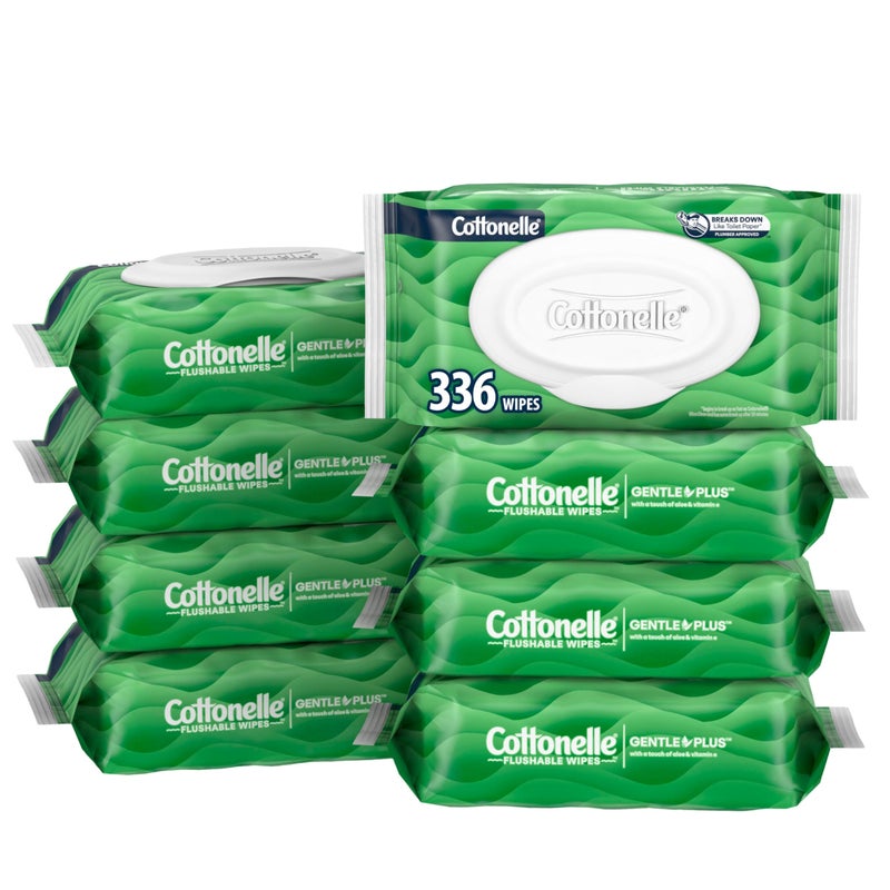Cottonelle GentlePlus Flushable Wet Wipes with Aloe Vitamin E 8 FlipTop Packs 42 Wipes Per Pack 336 Total Wipes Packaging May Vary - Image 3