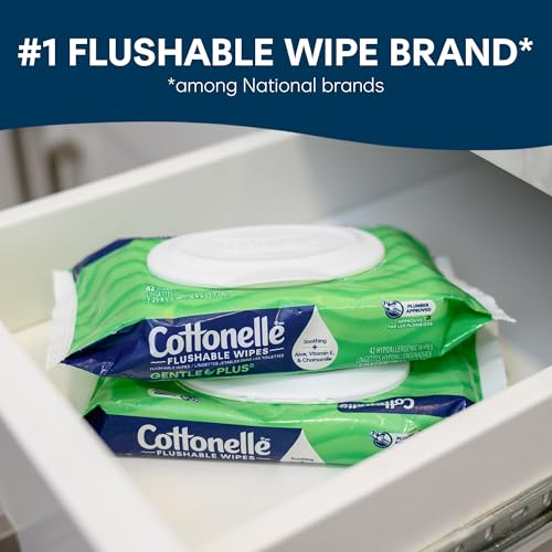 Cottonelle GentlePlus Flushable Wet Wipes with Aloe Vitamin E 8 FlipTop Packs 42 Wipes Per Pack 336 Total Wipes Packaging May Vary - Image 5