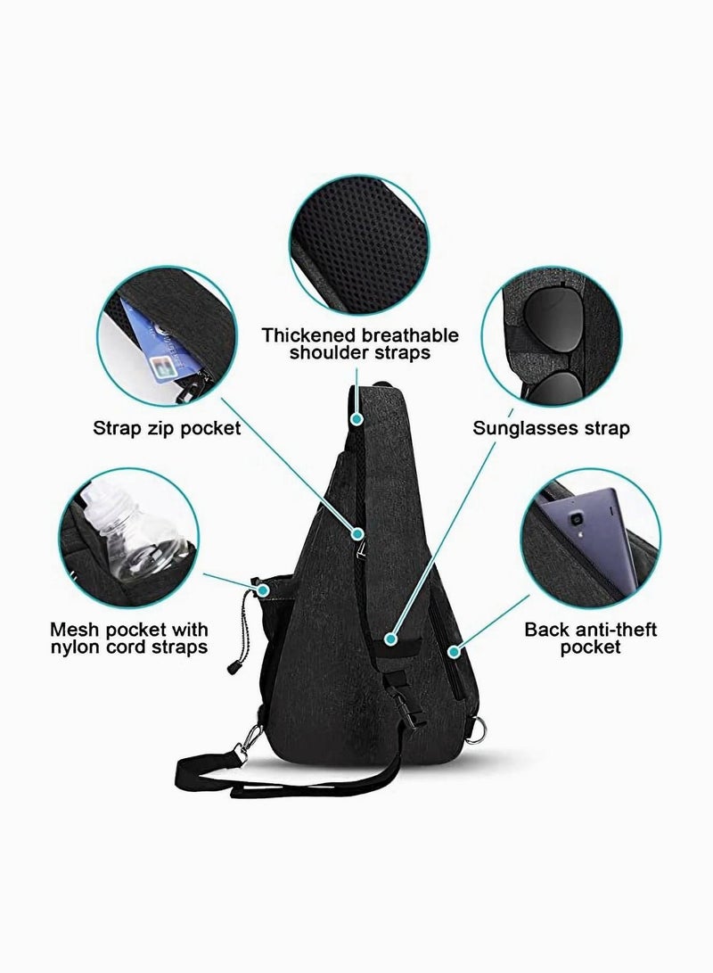 SYOSI Crossbody Shoulder Bag, SYOSI Casual Retro Backpack, Couple Bag, Chest Bag for Travel, Water Resistant Hiking Daypack for Men Women - Image 3