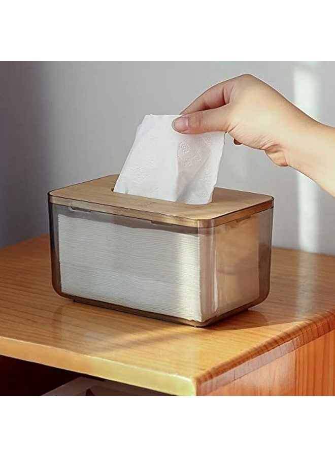 Clear Facial Tissues Box With Bamboo Wood Lid - Image 5