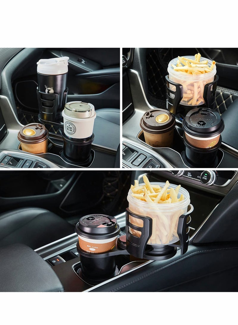2 in 1 Multifunctional Car Cup Holder Expander Adapter with Adjustable Base, All Purpose and Organizer for Snack Bottles Cups Drinks 360 Degrees Rotating Dual Mount - Image 5