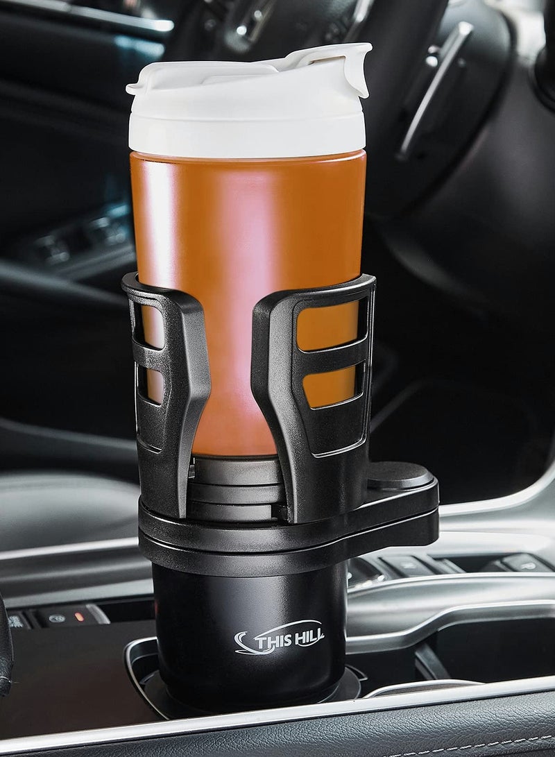 2 in 1 Multifunctional Car Cup Holder Expander Adapter with Adjustable Base, All Purpose and Organizer for Snack Bottles Cups Drinks 360 Degrees Rotating Dual Mount - Image 4