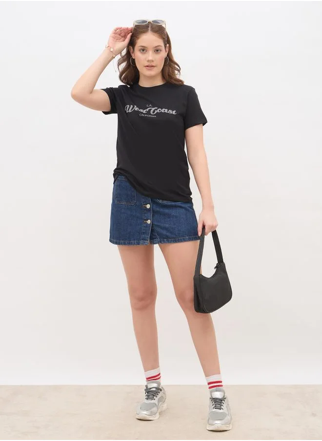 Styli Styli Slogan Print Regular Fit T-Shirt
