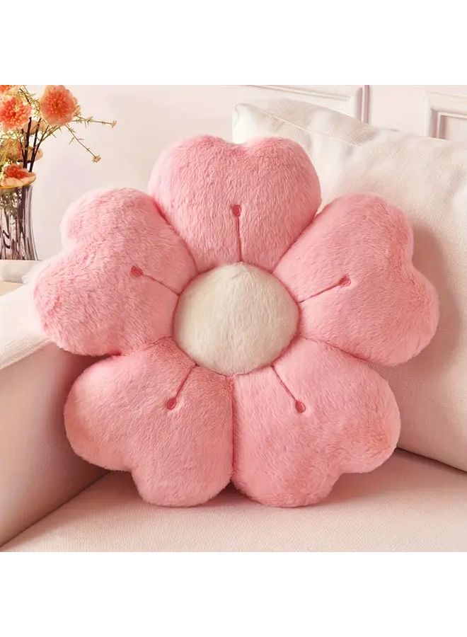 White Daisy Floral Plush Throw Pillow Cozy Decorative Cushion For Bed Sofa - Image 1