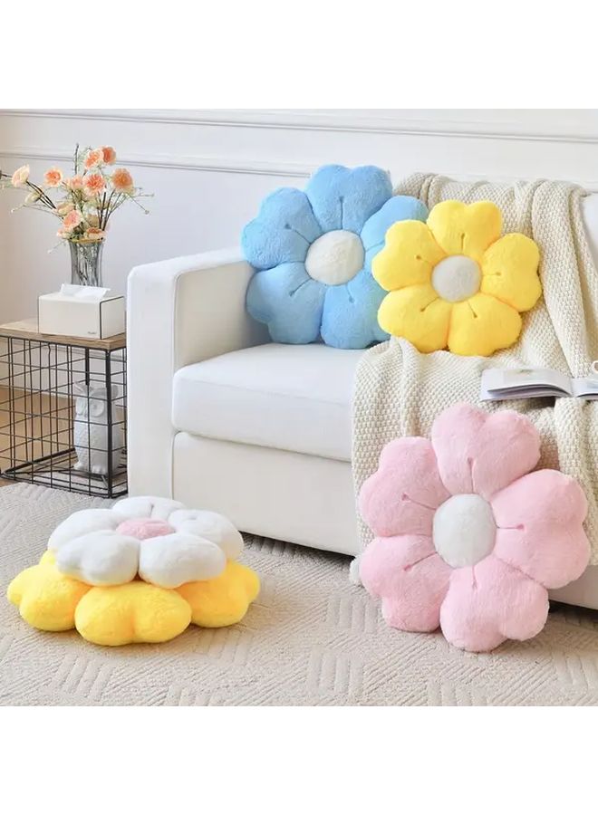 White Daisy Floral Plush Throw Pillow Cozy Decorative Cushion For Bed Sofa - Image 5