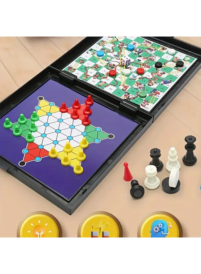 3 In 1 Chess Board Set Checkers Flying Chess Party Game Lawn Gathering Groups - Image 3