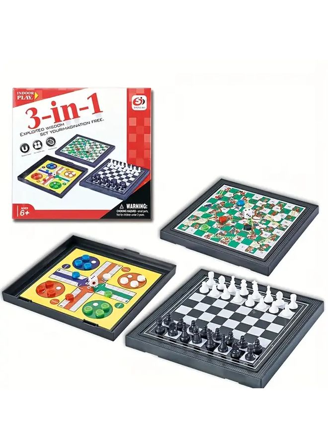 3 In 1 Chess Board Set Checkers Flying Chess Party Game Lawn Gathering Groups - Image 1