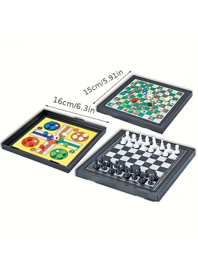 3 In 1 Chess Board Set Checkers Flying Chess Party Game Lawn Gathering Groups - Image 2
