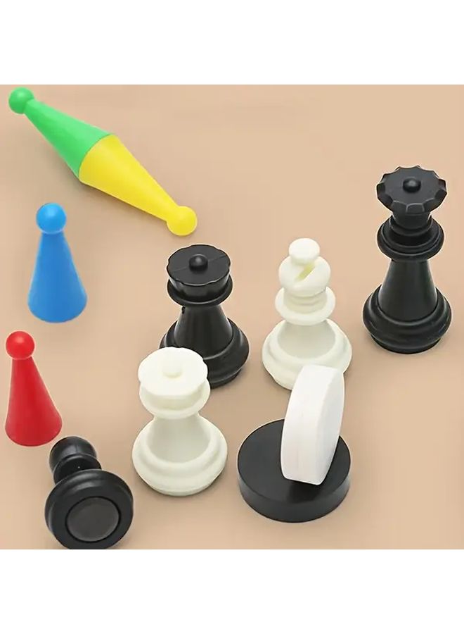 3 In 1 Chess Board Set Checkers Flying Chess Party Game Lawn Gathering Groups - Image 5
