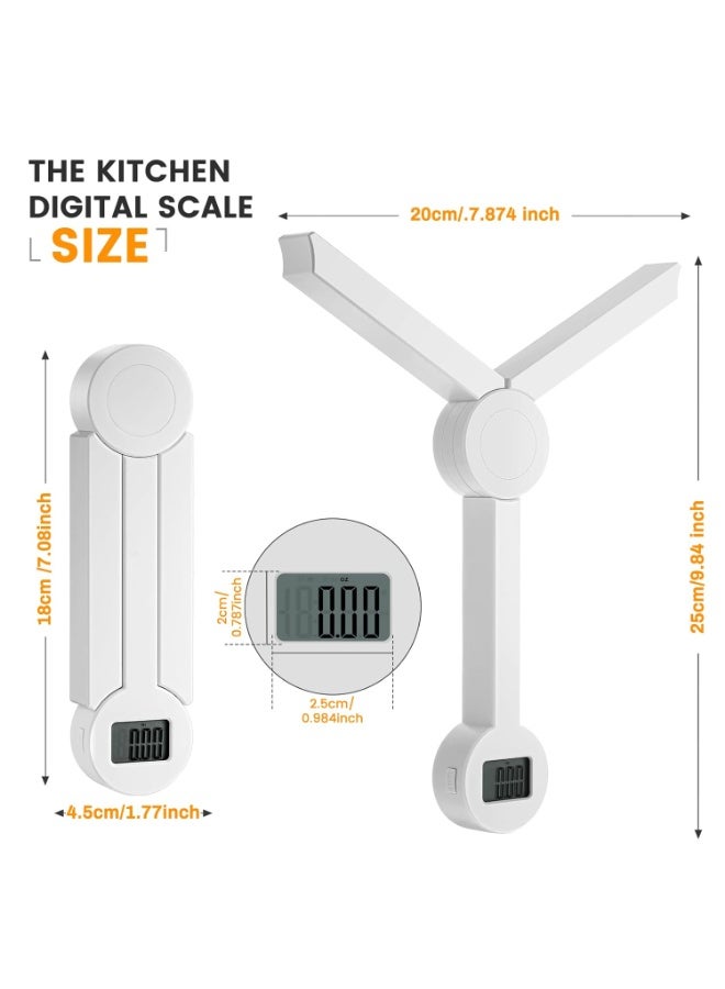 Folding Digital Kitchen Scale, Highly Accurate Compact Portable Food Scale with LCD Display, Auto Power Off and Tare Features, for Measuring Intake of Healthy Eating People (White) - Image 3