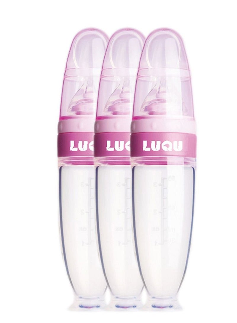 LuQu Ultra-Soft Silicone Body Baby Food Dispensing Spoon With Special Head And Dust Cover - Pack Of 3  - Image 1