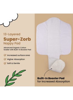 Mother Sparsh Plant Powered Cloth Diaper For Babies Free Size ; Medical Grade Fabric With 100% Organic Cotton; Reusable 13 Layer Breathable Soaker With Built In Booster Pad ; Pack Of 3 (Domino+Cosmic+Mushroom)  - Image 4