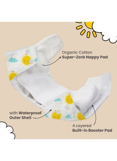 Mother Sparsh Plant Powered Cloth Diaper For Babies Free Size ; Medical Grade Fabric With 100% Organic Cotton; Reusable 13 Layer Breathable Soaker With Built In Booster Pad ; Pack Of 3 (Domino+Cosmic+Mushroom)  - Image 3