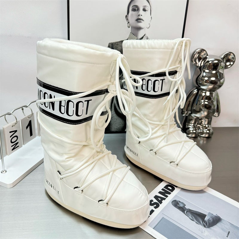 2024 أحذية القمر الساطعة لزيادة الطول في الخريف والشتاء، أحذية دافئة غير قابلة للانزلاق، أحذية ثلجية لطيفة، أحذية قبيحة لطيفة، سوداء عصرية - Image 3