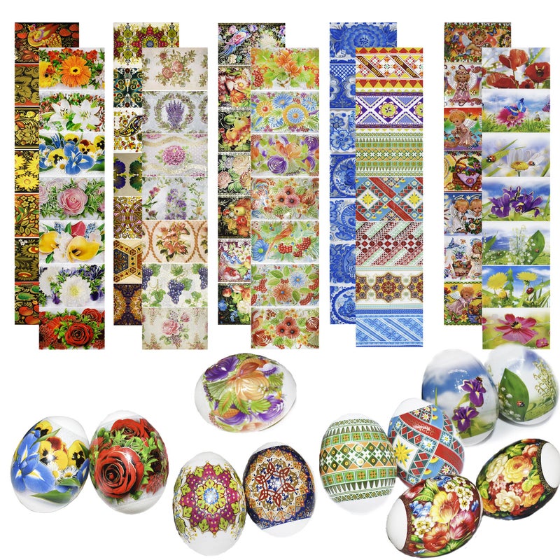 Diximus Pack 10 Thermo Heat Shrink Sleeves - Easter Egg Decorating Kit - Ukrainian Pysanky Supplies - Decorative Egg Wraps - Easter Decoration Wraps Pysanka Pysanky - for 70 Eggs - Image 1
