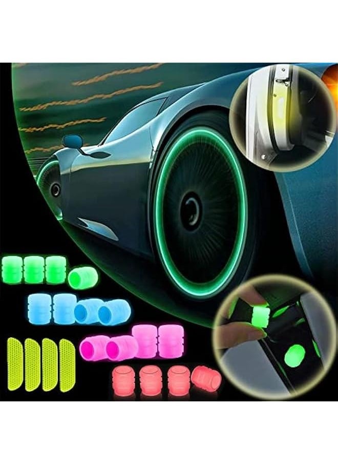 Generic 16 Pcs Fluorescent Car Tire Valve Caps, Universal Glow in The Dark Tire Caps, Durable Luminous Tire Valve Stem Cap for Most Cars, SUVs, Trucks, Motorcycles and Bicycles  - Image 1