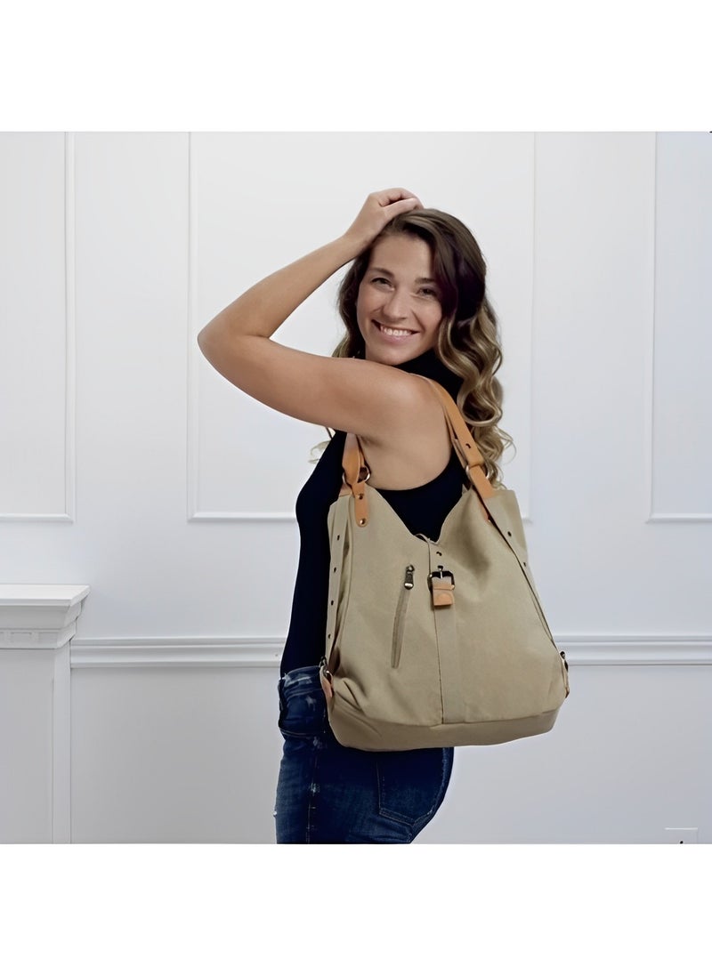 REOCLE - Women's Canvas Backpack Purse Casual Tote Handbag Hobo Bag Beach Bag Shoulder Bag for Office & School & Trip & Shopping - Image 1