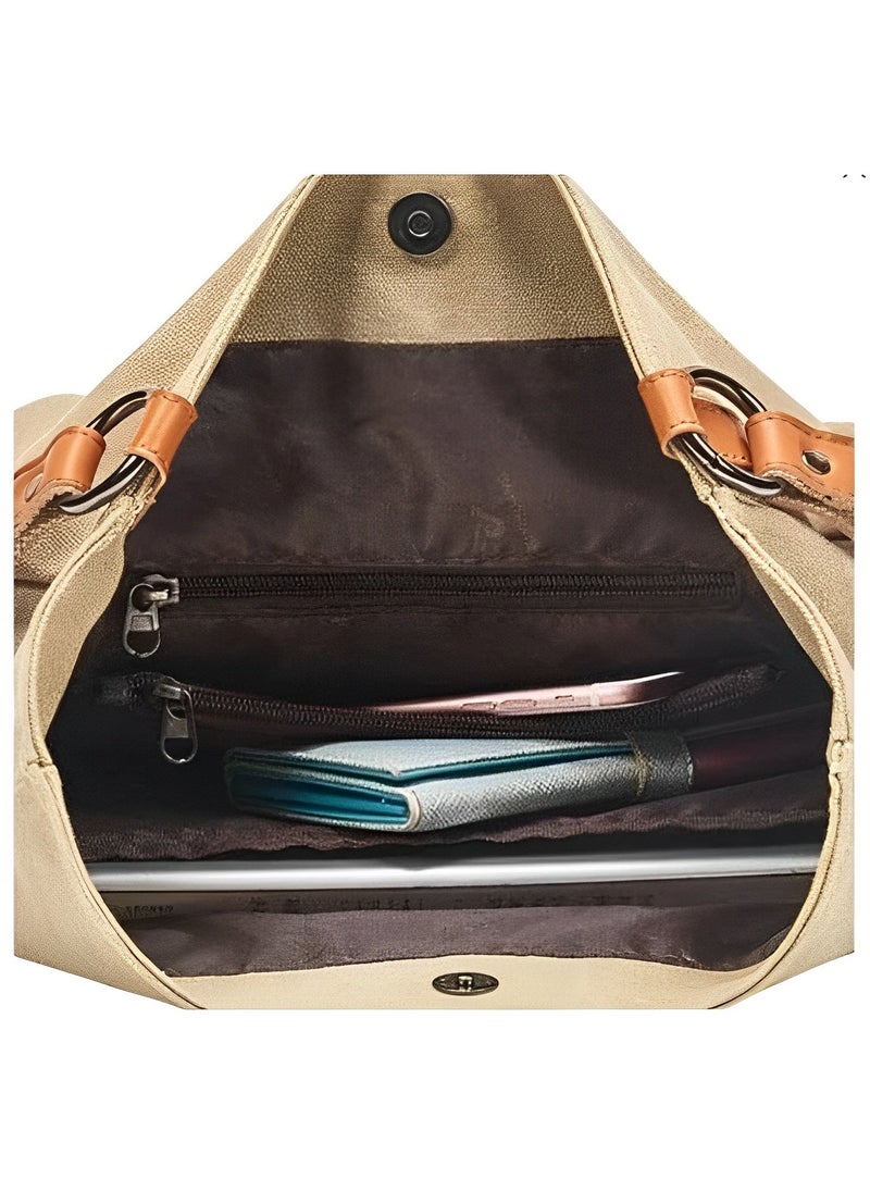 REOCLE - Women's Canvas Backpack Purse Casual Tote Handbag Hobo Bag Beach Bag Shoulder Bag for Office & School & Trip & Shopping - Image 1