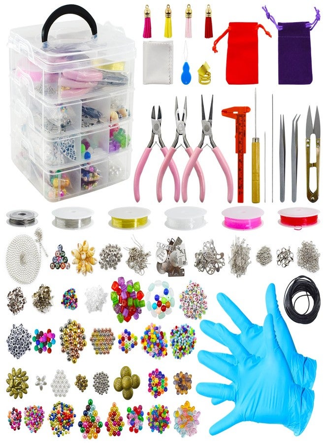 Renashed 4 Layer Jewelry Making Supplies Kit with Jewelry Making Tools, Jewelry Charms and Wire, Findings and Assorted Beads for DIY Bracelet, Necklace, Earrings Making or Repairing - Image 1