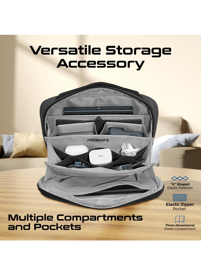 PROMATE - Promate Versatile Handbag, Rip-Resistant Nylon Fabric, Multiple Compartments & Pockets, Includes Leather Magnetic Case and Serpentine Pocket - Image 1