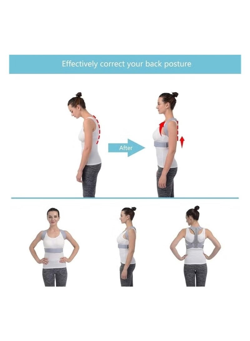 Back Brace and Posture Corrector for Men and Women, Spinal Corrector，Adjustable Back Brace for Hunchback and Posture Support, Relieves Shoulder-Neck-Back Pain (Grey/Size:S/M/L)) - Image 3