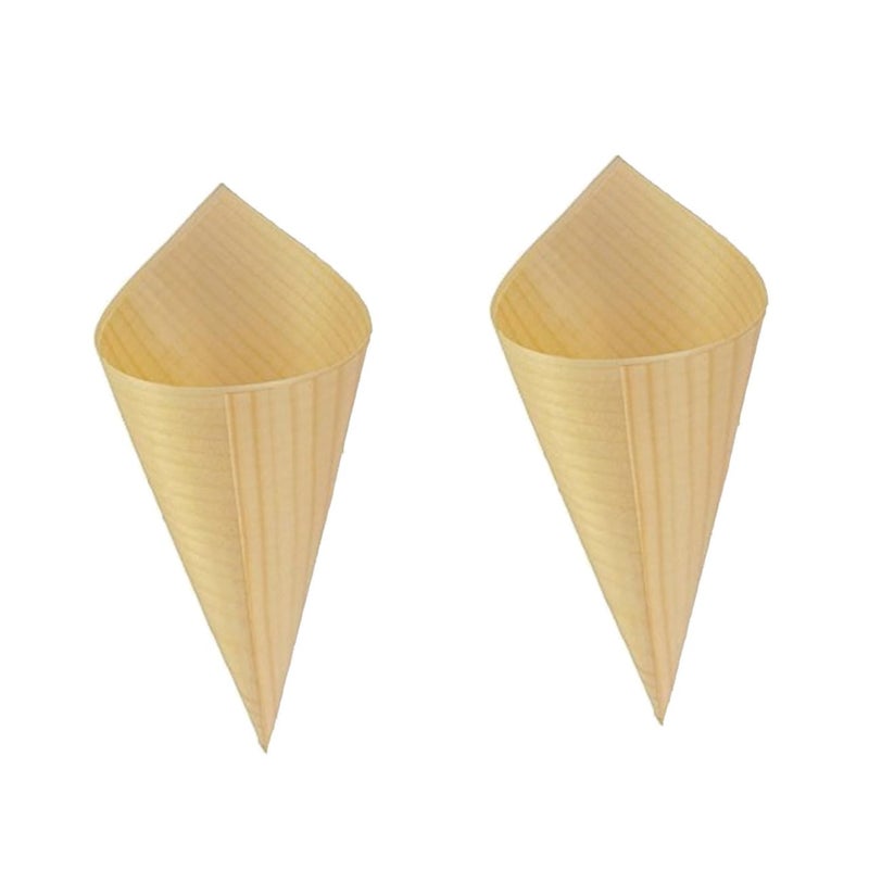 Disposable Wooden Ice Cream Cones 25Pcs Biodegradable Appetizer Holders for Party Desserts - Image 3