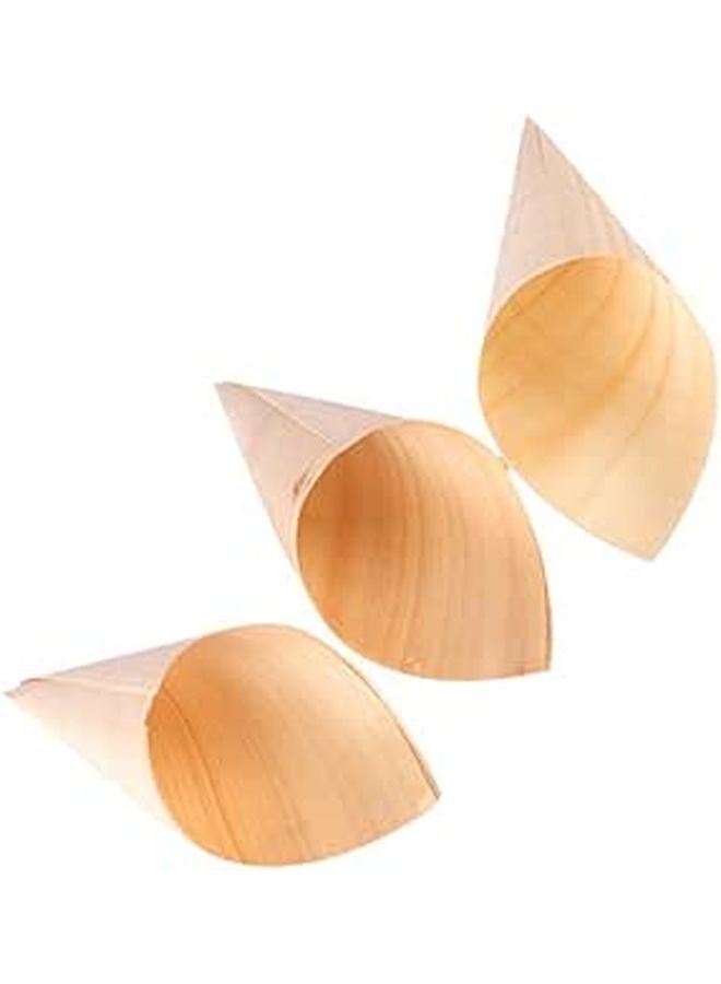 Disposable Wooden Ice Cream Cones 25Pcs Biodegradable Appetizer Holders for Party Desserts - Image 1