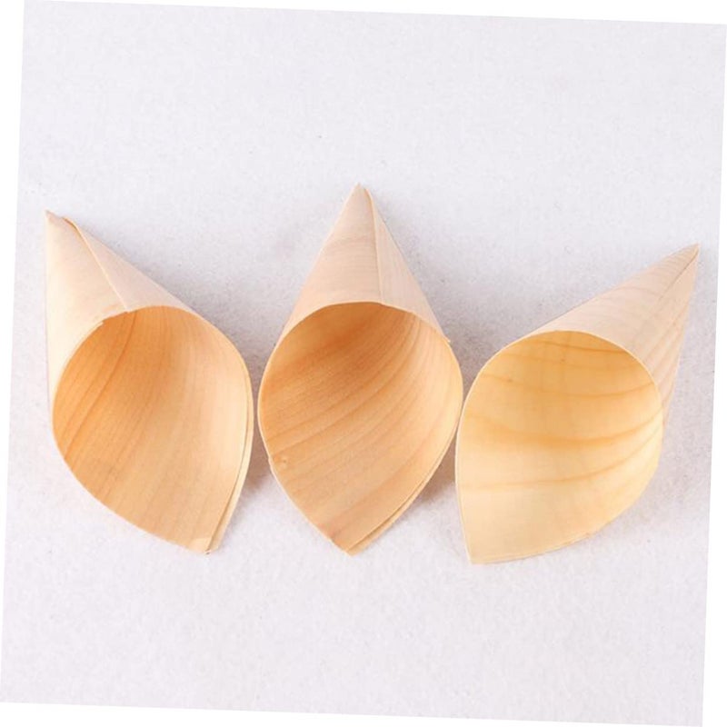 Disposable Wooden Ice Cream Cones 25Pcs Biodegradable Appetizer Holders for Party Desserts - Image 5