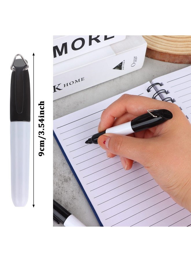 Welecom - 50 Pcs Mini Permanent Markers With Clips Black Golf Ball Marker Pen Ink Pens Dry Erase Markers With Triangle Hook Golf Keychain Clips Badge Black Ink For Office School Outdoor Activities,Fine Point - Image 1
