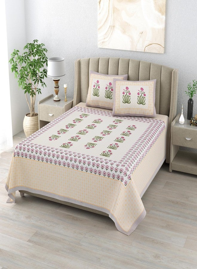 DE CAMA Since 1997 | 100% Cotton 300 TC Premium Super King Size Bedsheet for Double Bed (108 x 108 Inch) with 2 Pillow Covers Set (17 x 27 Inch) Designer Printed Bedsheet Set - Heritage, Multicolor - Image 2