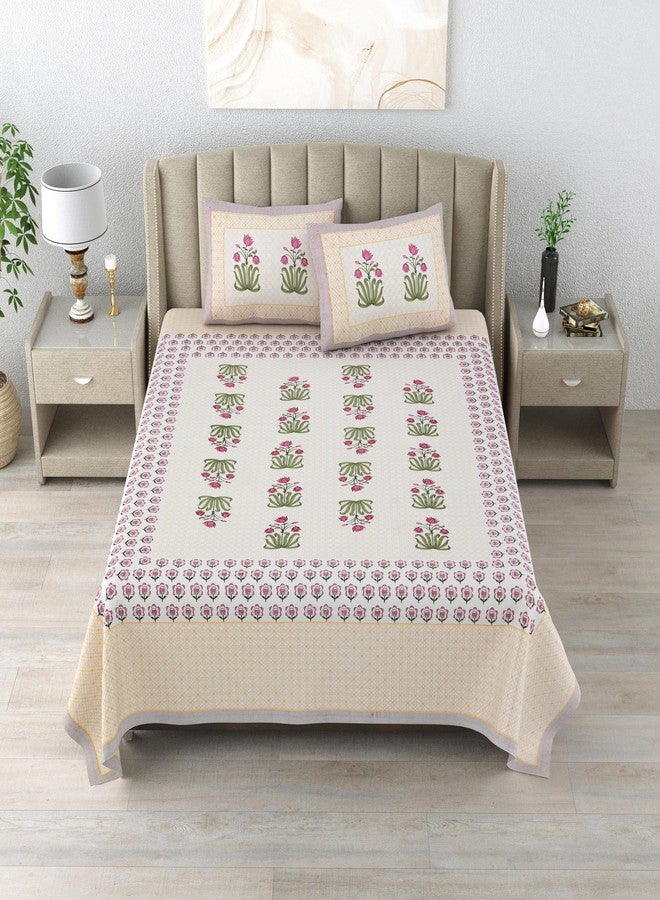 DE CAMA Since 1997 | 100% Cotton 300 TC Premium Super King Size Bedsheet for Double Bed (108 x 108 Inch) with 2 Pillow Covers Set (17 x 27 Inch) Designer Printed Bedsheet Set - Heritage, Multicolor - Image 3