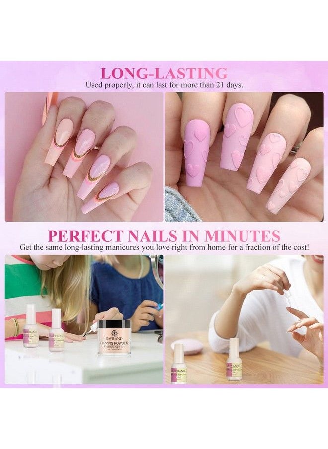 Saviland 10 Colors Dip Powder Nail Kit Starter 17Pcs Nudes Pink Spring Colors Dip Nails Powder Starter Kit With 15Ml 2In1 Base & Top Coat Activator For Nail Repair Salon Use Home Diy Gift For Ladies  - Image 4