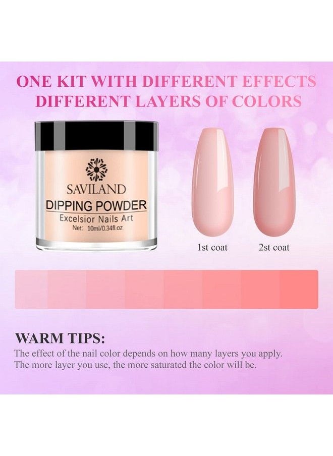 Saviland 10 Colors Dip Powder Nail Kit Starter 17Pcs Nudes Pink Spring Colors Dip Nails Powder Starter Kit With 15Ml 2In1 Base & Top Coat Activator For Nail Repair Salon Use Home Diy Gift For Ladies  - Image 5